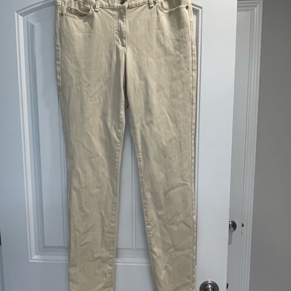 J. McLaughlin 10 off white color stretch jeans with goldtone accents cotton - Picture 4 of 6